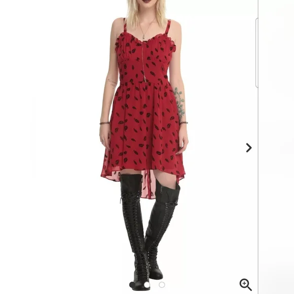 Royal Bones red chiffon high low whimsigoth dress fairy babydoll large - Picture 1 of 14